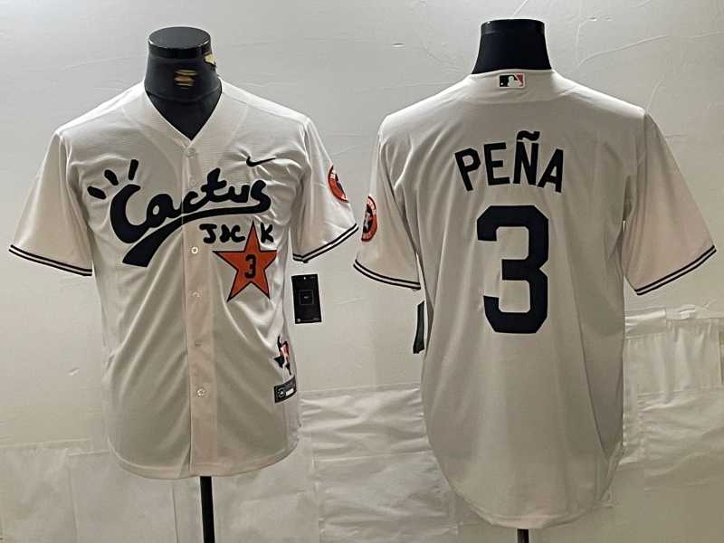 Mens Houston Astros #3 Jeremy Pena Cream Cactus Jack Vapor Premier Stitched Baseball Jersey->houston astros->MLB Jersey